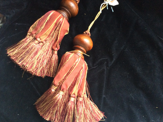 Pair Large 14" Taffeta Wood Tassels, Large Doorknob Tassels