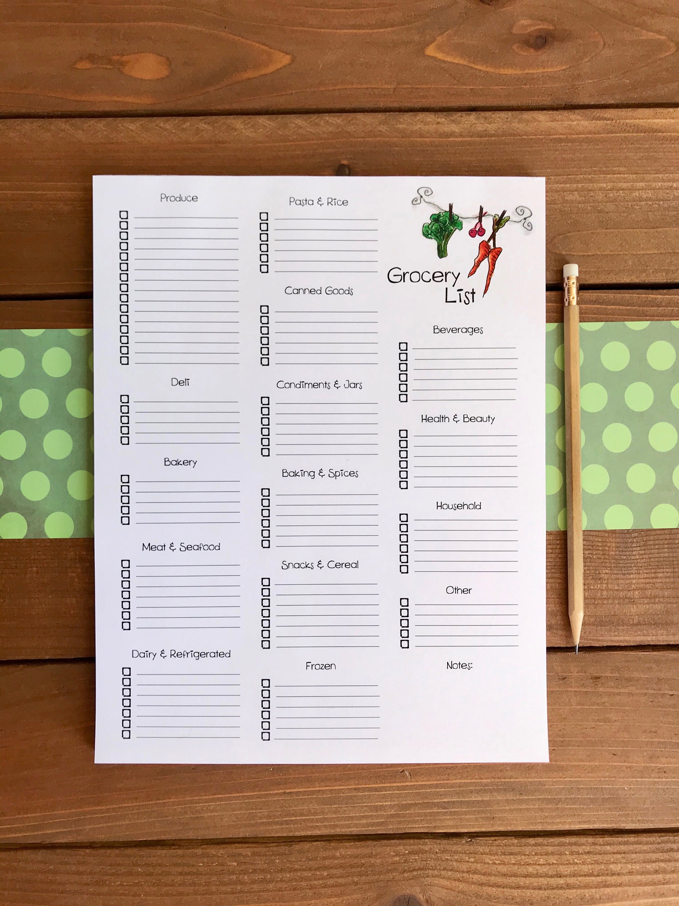 Personalized Grocery List Notepad Magnetic | Shopping With Categories & Magnet For Fridge Housewarming Gift Ideas 8.5 X 11 Pad