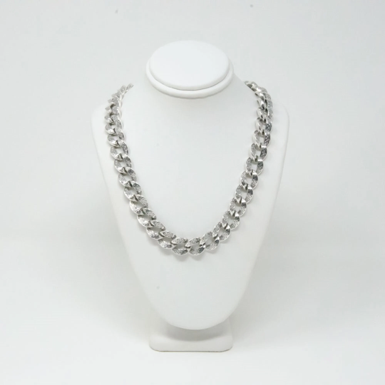 20 Inch Celtic Knot Curb Link Necklace, Made By Keith Jack Jewelry, 925 Sterling Silver, Woven Heavy Silver Necklace