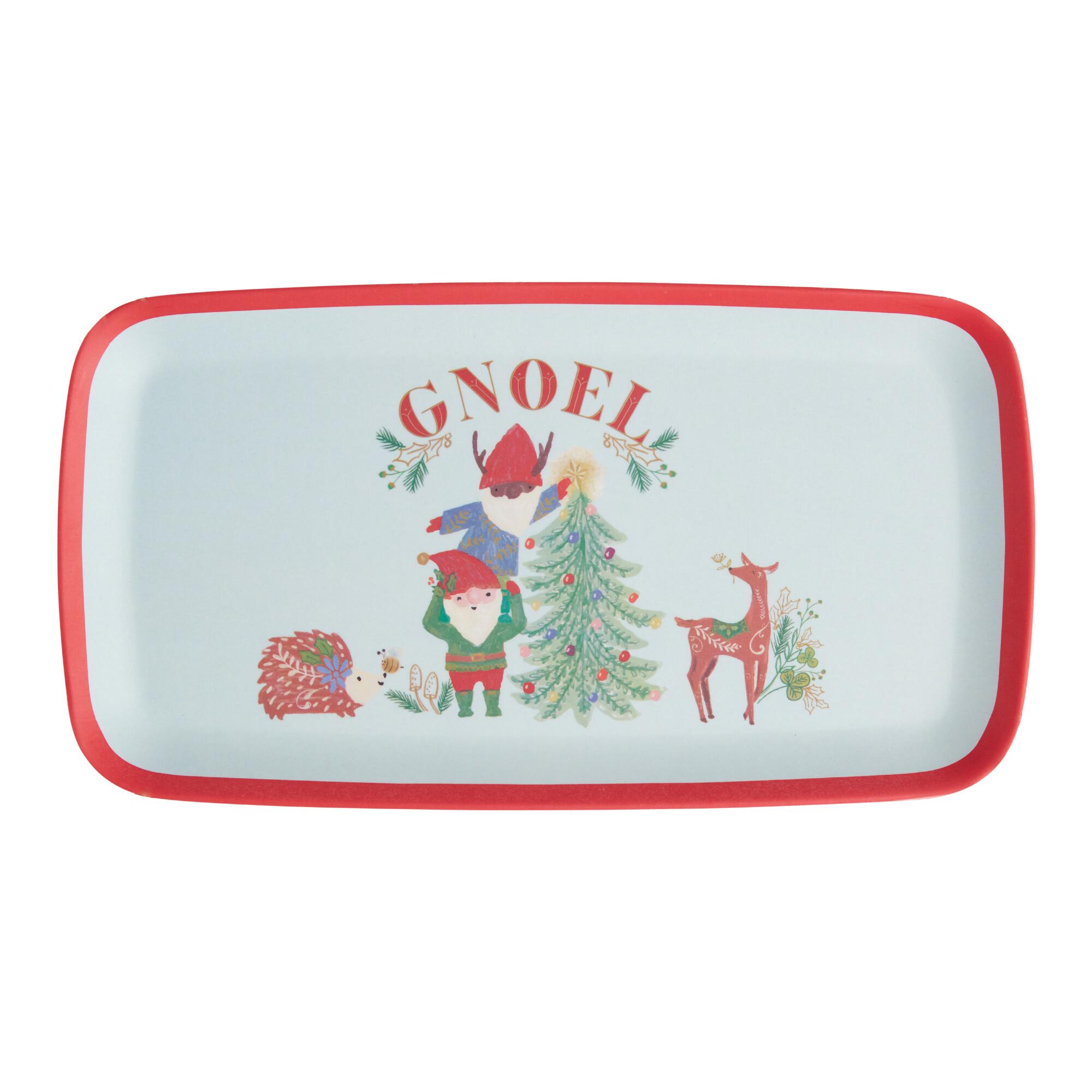 Woodland Gnome Bamboo Fiber Serving Tray: Green - Melamine by World Market