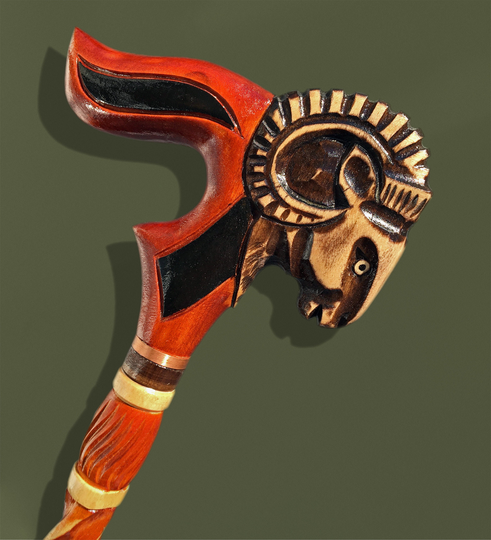 Ram Wooden Cane Vintage Walking Stick