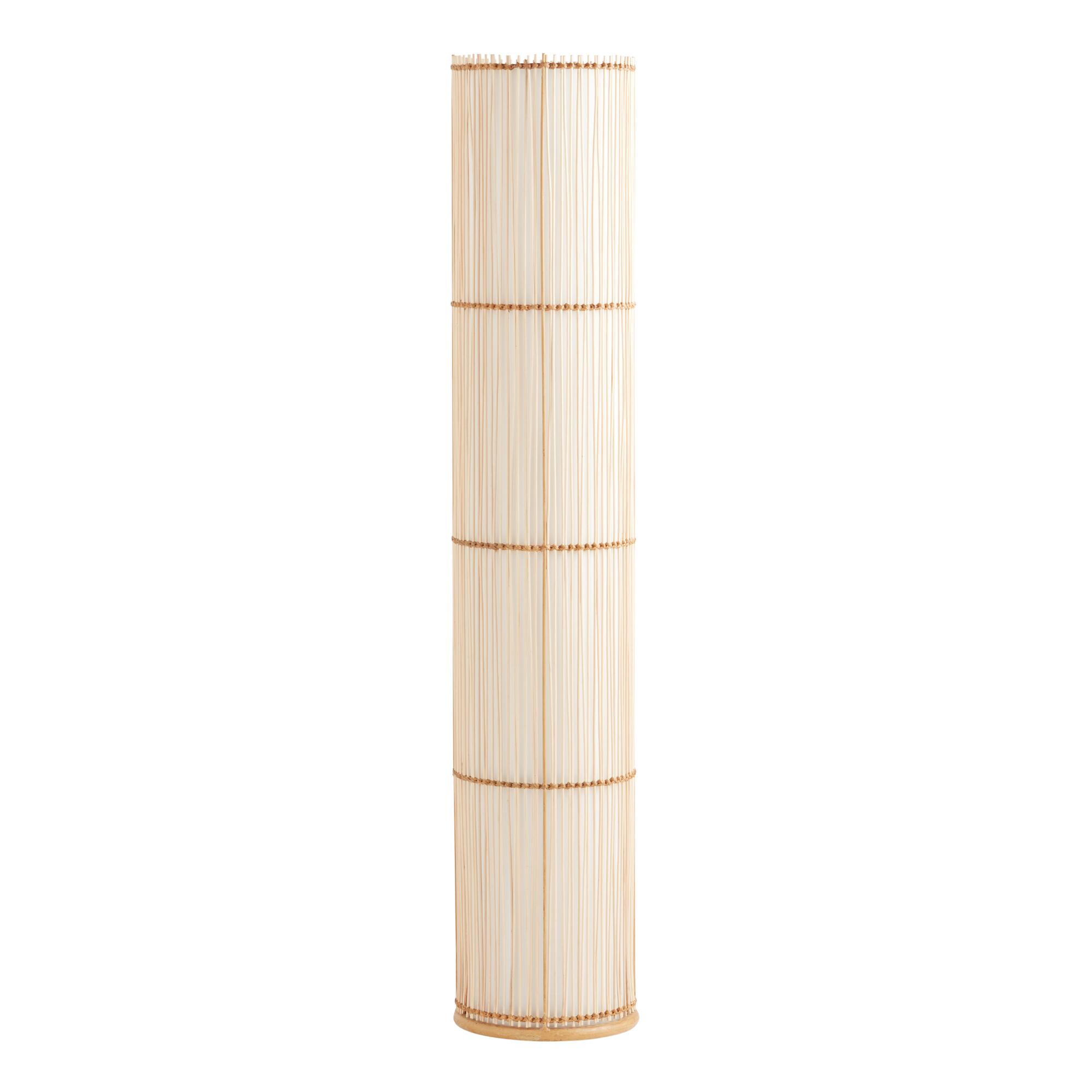 Natural Wicker Pillar 2 Light Floor Lamp - Natural Fiber - Large by World Market