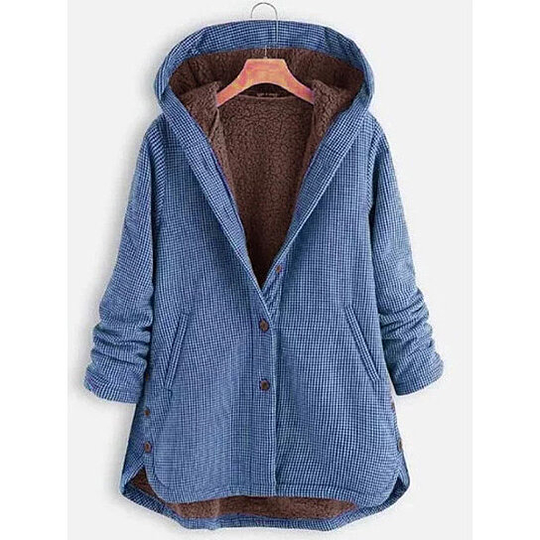 Buttoned Hoodie Casual Cotton-Blend Outerwear - Blue, 4XL
