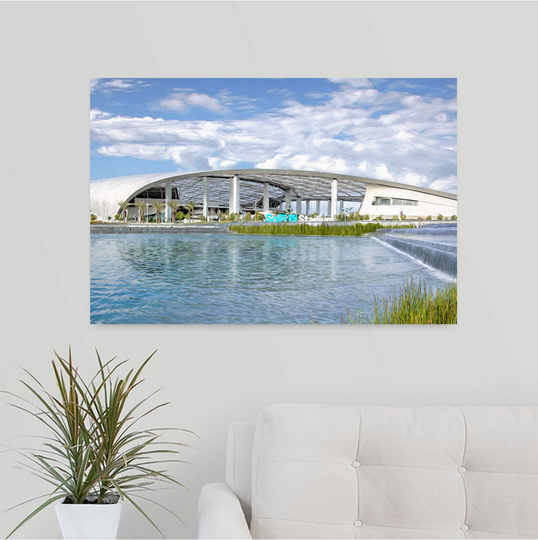 Sofi Stadium, Super Bowl Gift, La Rams, Los Angeles Football, Chargers, Man Cave, Football Art, Framed/Unframed Canvas Or Print