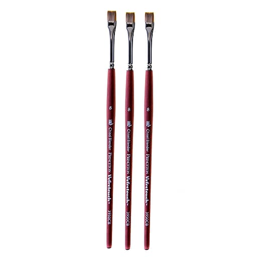 Princeton Velvetouch Mixed Media Brushes 8 chisel blender [Pack of 3] (PK3-3950CB-8)