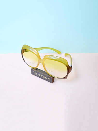 1970S Yellow Green Gradiated Ombre Lens Eyeglasses Frames/70S Viennaline Big Bug Eye Sunglasses Spectacles