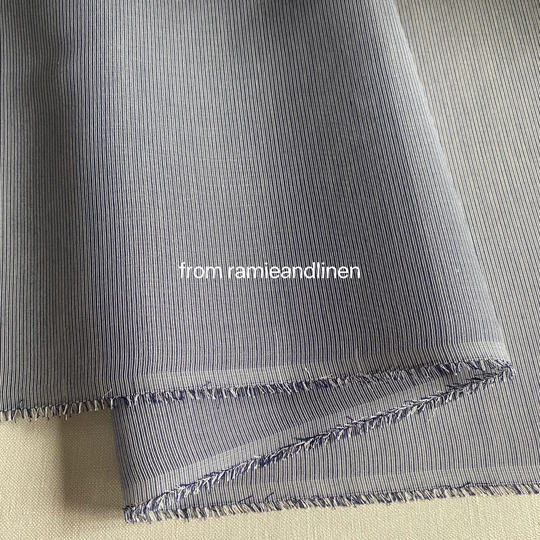Silk Fabric, Yarn Dyed Blue & White Stripes Weaved, Cotton Blend Half Yard By 55" Wide