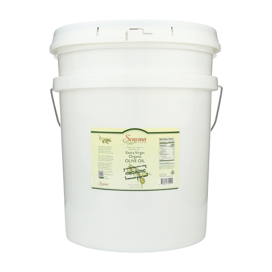 2022 Organic Crop California Extra Virgin Olive Oil Cold Pressed Bulk Pail 5 Gallon/19 Liter - Food Service