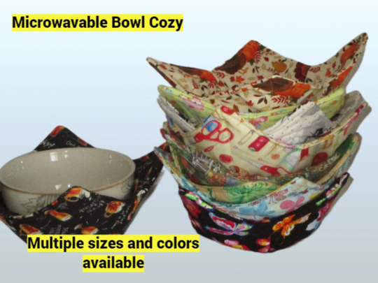 Reversible Bowl Cozy, Microwavable Cozy, Soup Cozy, Pot Holder, Soup Holder, Fabric Bowl Cozy