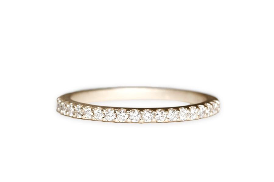 Rose Gold Engagement Ring, Dainty Promise Cz Wedding Diamond Simulant Eternity Band, Womens Gift