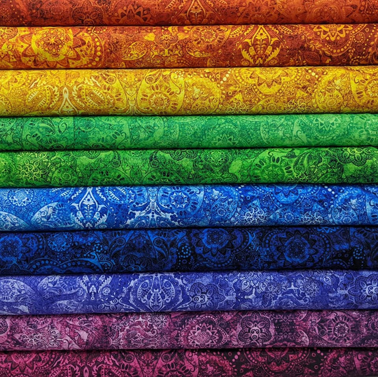 Ombre Paisley Boho Blender Bundle Set From Bohemian Rhapsody Collection - 10 Fabrics Total 100% High Quality Cotton You Choose The Cut