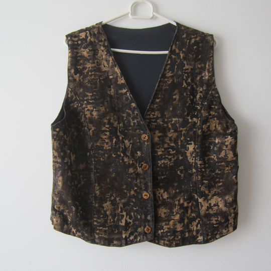 Vintage Women's Everyday Vest Denim Blend Velvet Women Patterned Waistcoat Button Up Large To Extra Size Leopard Print