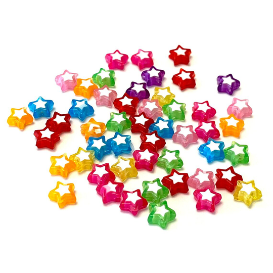 Acrylic Star Beads, 10mm 50 Gr Pack, Approx 270 Beads in A Pack