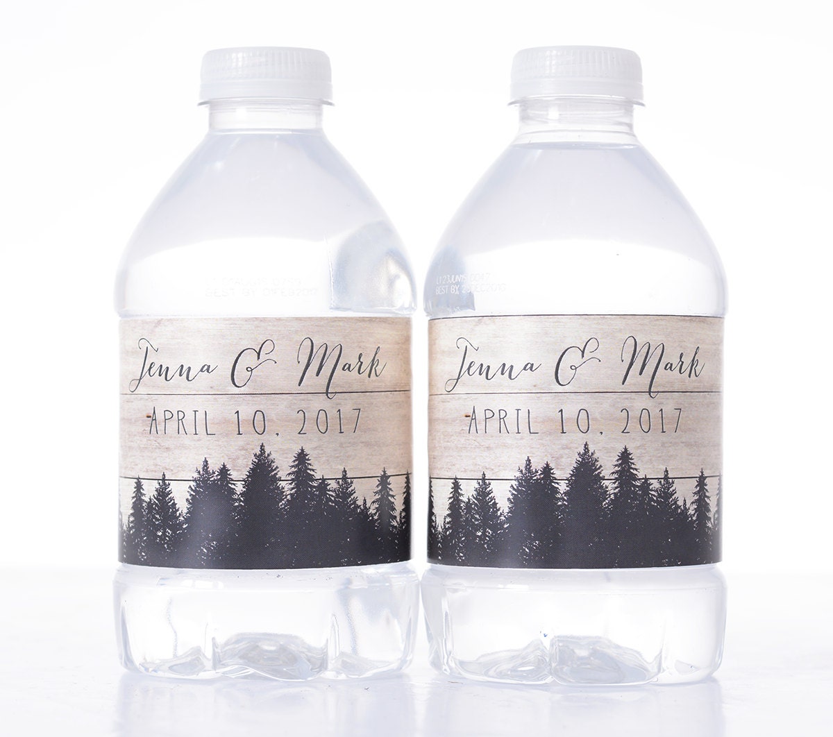 Rustic Wedding Water Bottle Labels - Forest Themed Custom Waterproof For Weddings #wdiw-129