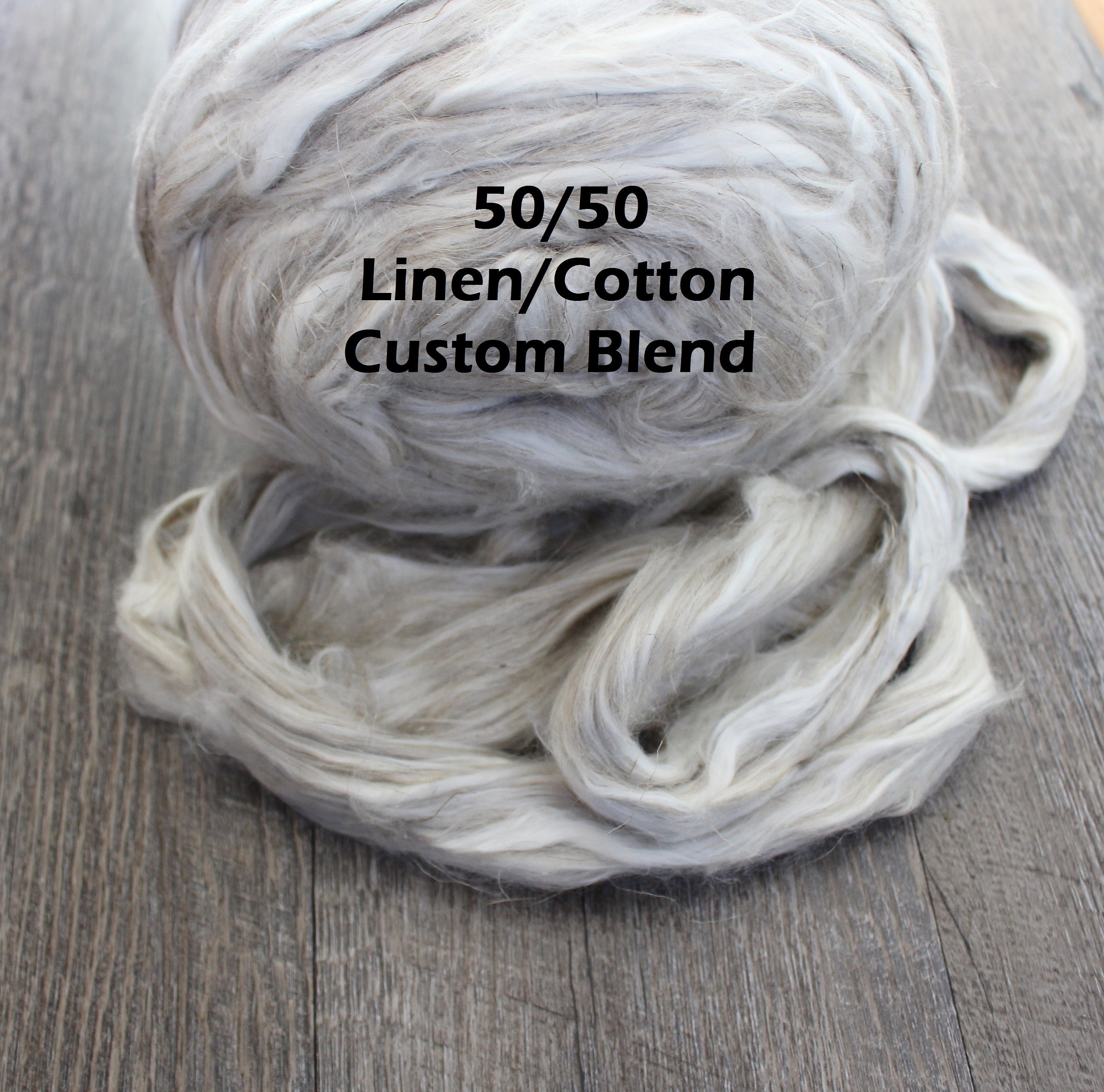 Flax Cotton Blend Combed Top For Spinning Felting Fiber Bast Cellulose Fibers Undyed Plant Fibre Vegan Linen