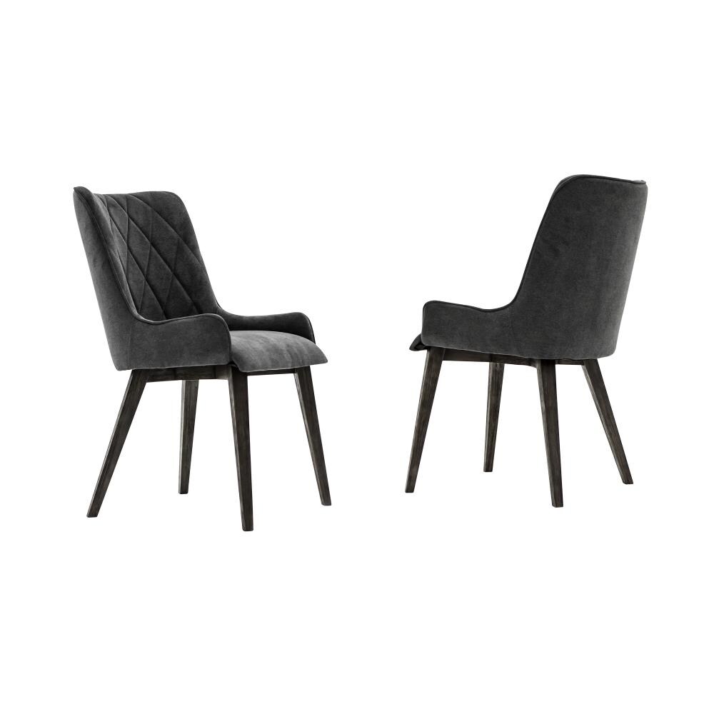 Armen Living Alana Contemporary/Modern Polyester/Polyester Blend Upholstered Dining Side Chair (Wood Frame) in Gray | LCALCHTGCH