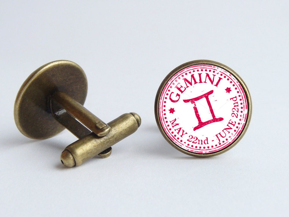 Gemini Zodiac Jewelry Cufflinks Birthday Gift Constellation Sign Custom Cuff Links Taurus Aquarius Cancer Virgo Horoscope