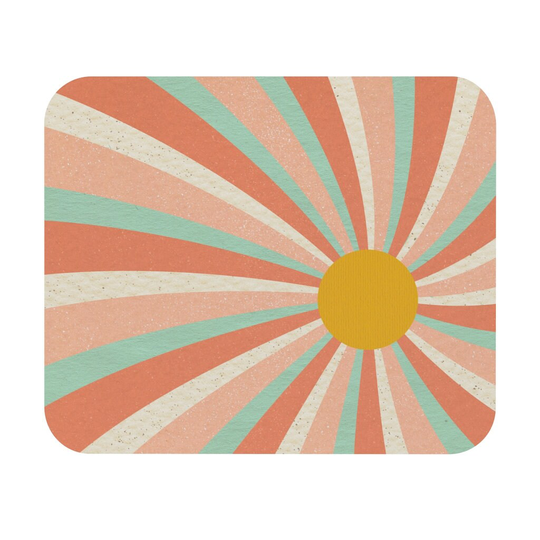 Retro Mouse Pad, Abstract Sun, Desk Accessories, Office Decor, Boho Cute Mousepad, Gift For Her, Coworker