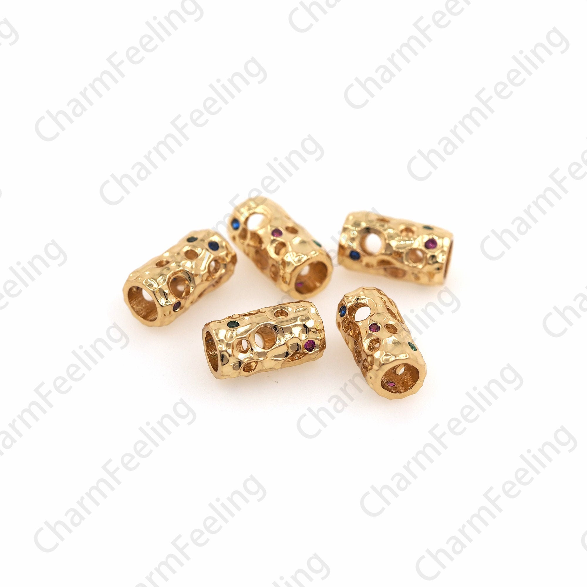 Cz Seven Color Barrel Spacer Beads, Bracelet Necklace Jewelry Diy Making Accessories 11x6.5mm Hole 4.5mm 1Pcs
