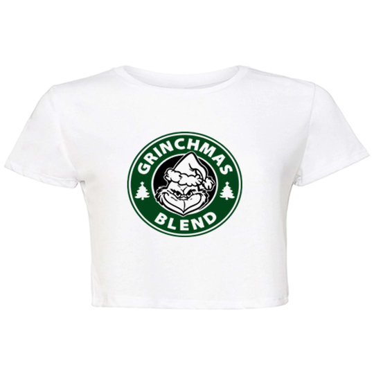 Funny Women's Grinch Blend Flowy Crop Top, Christmas Gift, Holiday Shirt, Tshirt