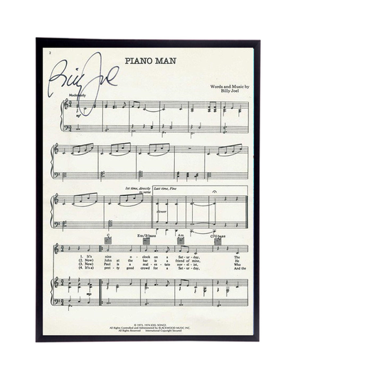 Billy Joel Piano Man Sheet Music Replica, 11" X 14" | Inches, Frame Included | Does Not Apply To Drumheads