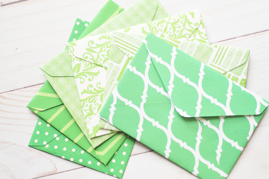 Green Patterned Mini Cards // Blank Enclosure Gift Card Envelope Guestbook Alternative Love Note Shower Favor