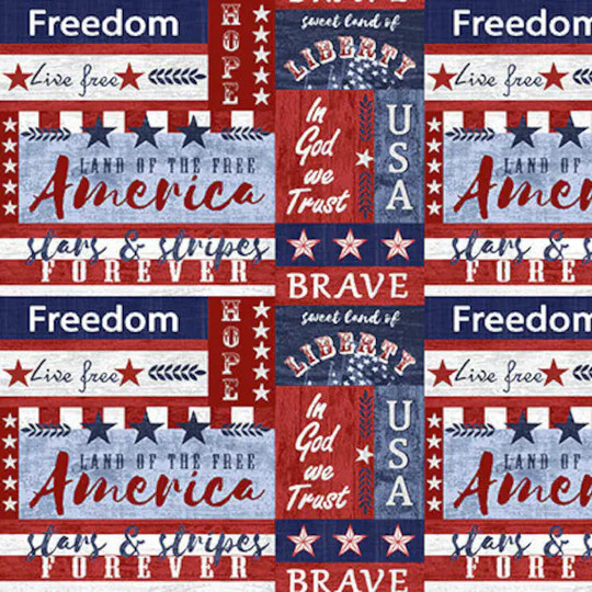 Live Free Patriotic Fabric Small Patch 9182-78 Red White Blue Henry Glass Sewing Quilting 100% Cotton By The Yard