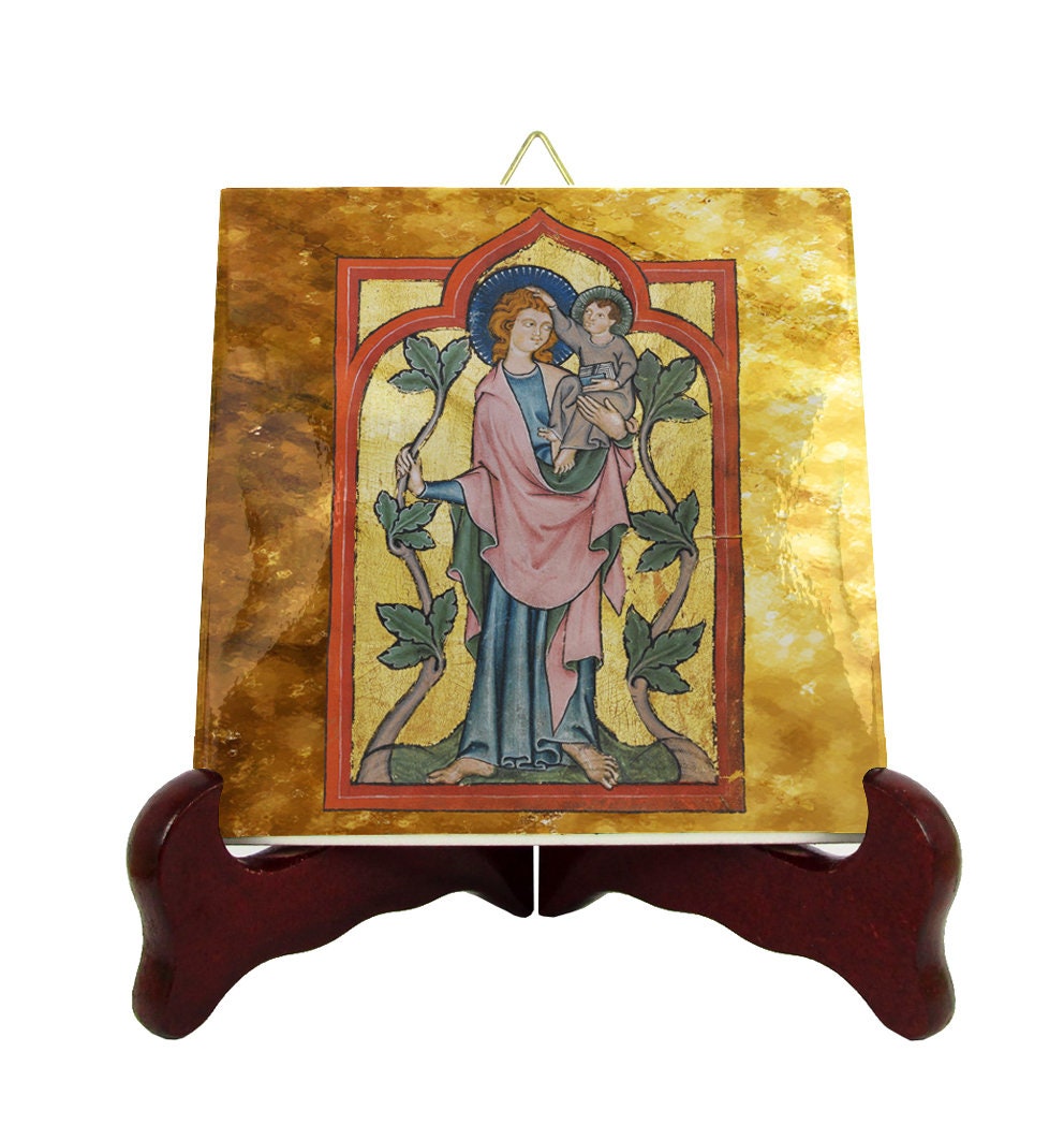 st Christopher Holding The Christ Child - Icon On Ceramic Tile Saint Catholic Saints Art