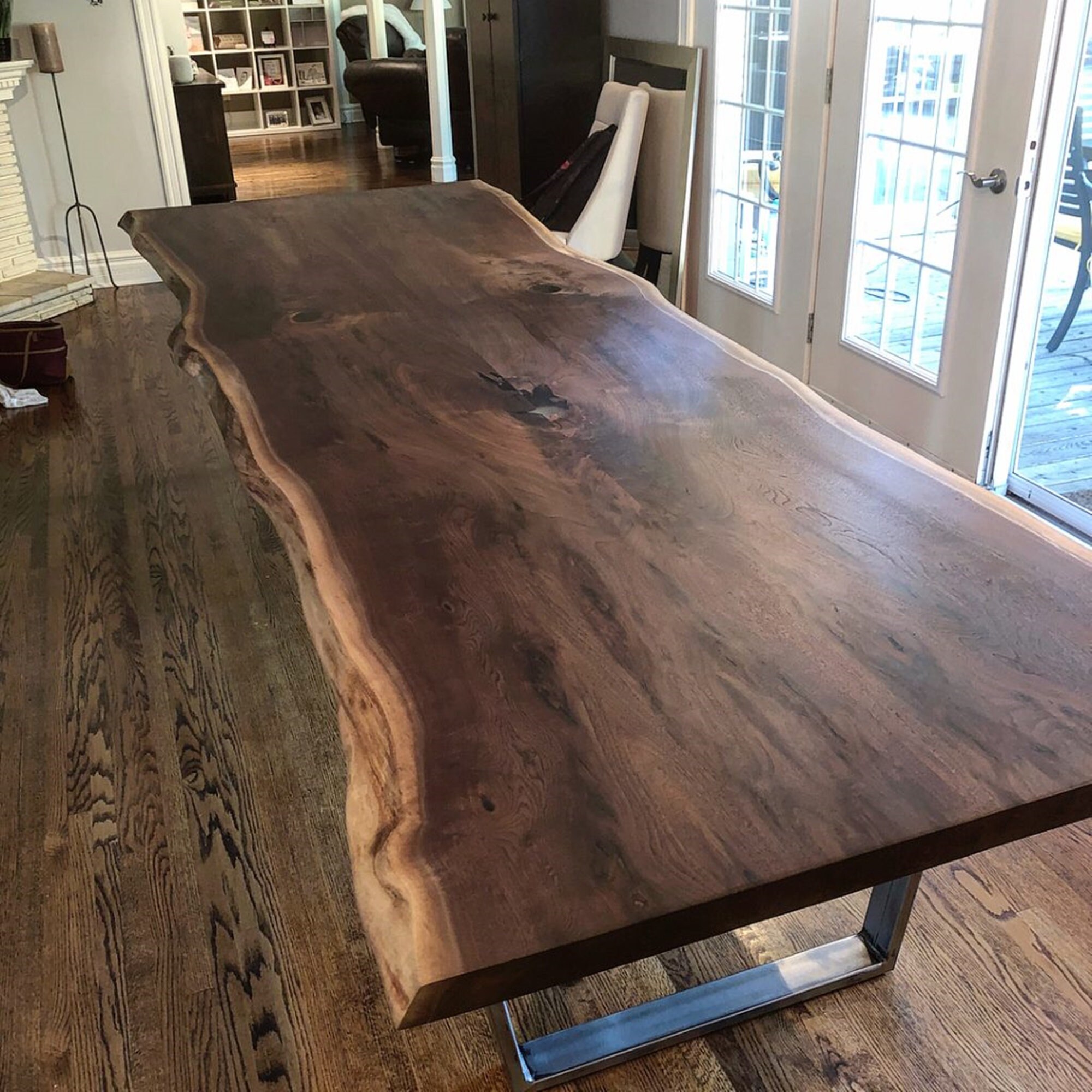 Custom Dining Table, Live Edge Solid American Black Walnut, Kitchen ndustrial