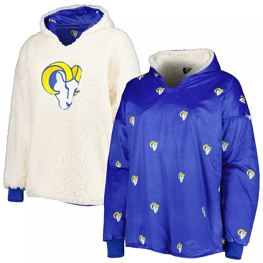 Women's FOCO Royal/White Los Angeles Rams Repeat Print Reversible Hoodeez, Blue