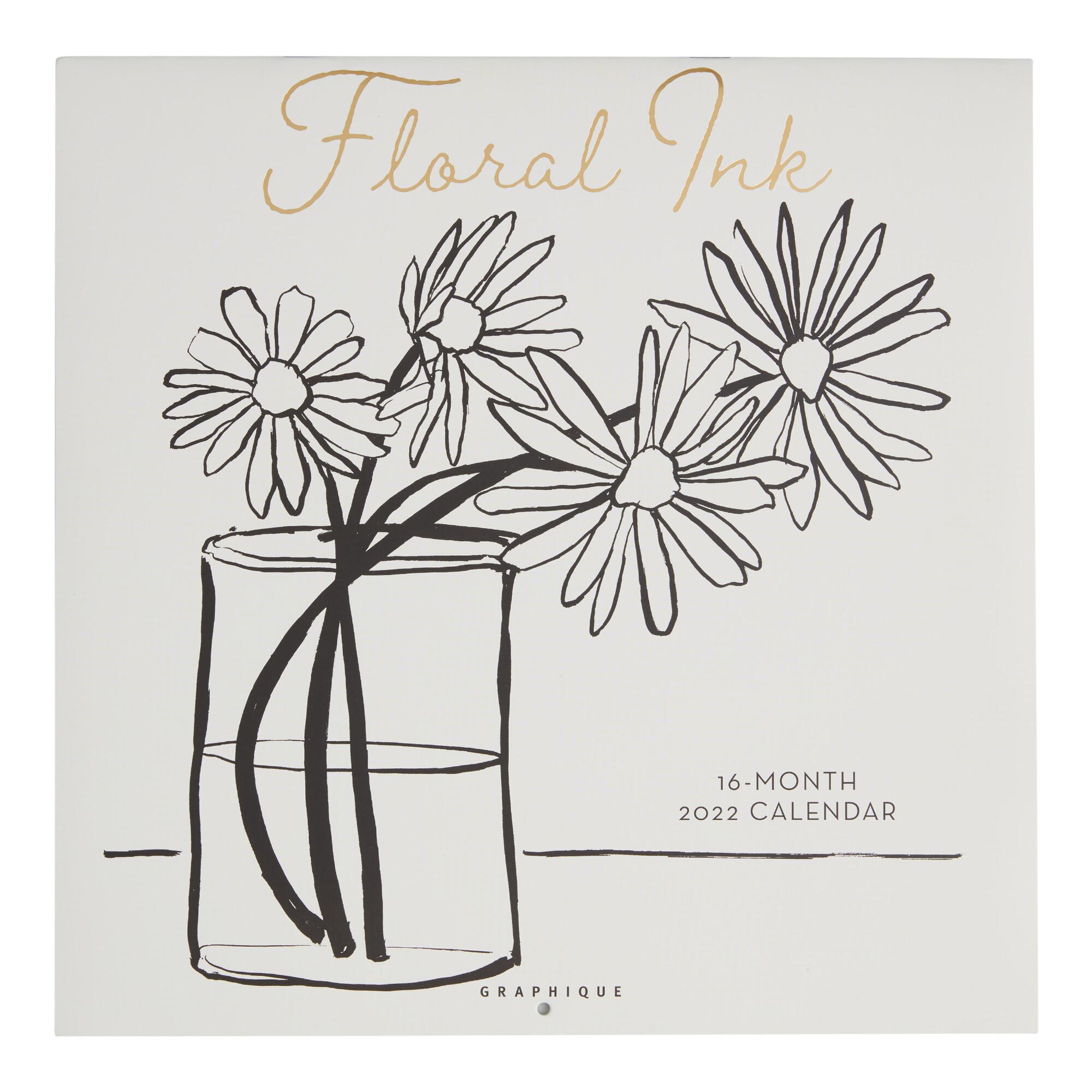 Floral Ink 2022 Wall Calendar by World Market