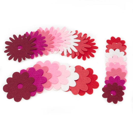 48 Abby Wool Blend Felt Die Cut Applique Flowers - Roses Are Red Colors