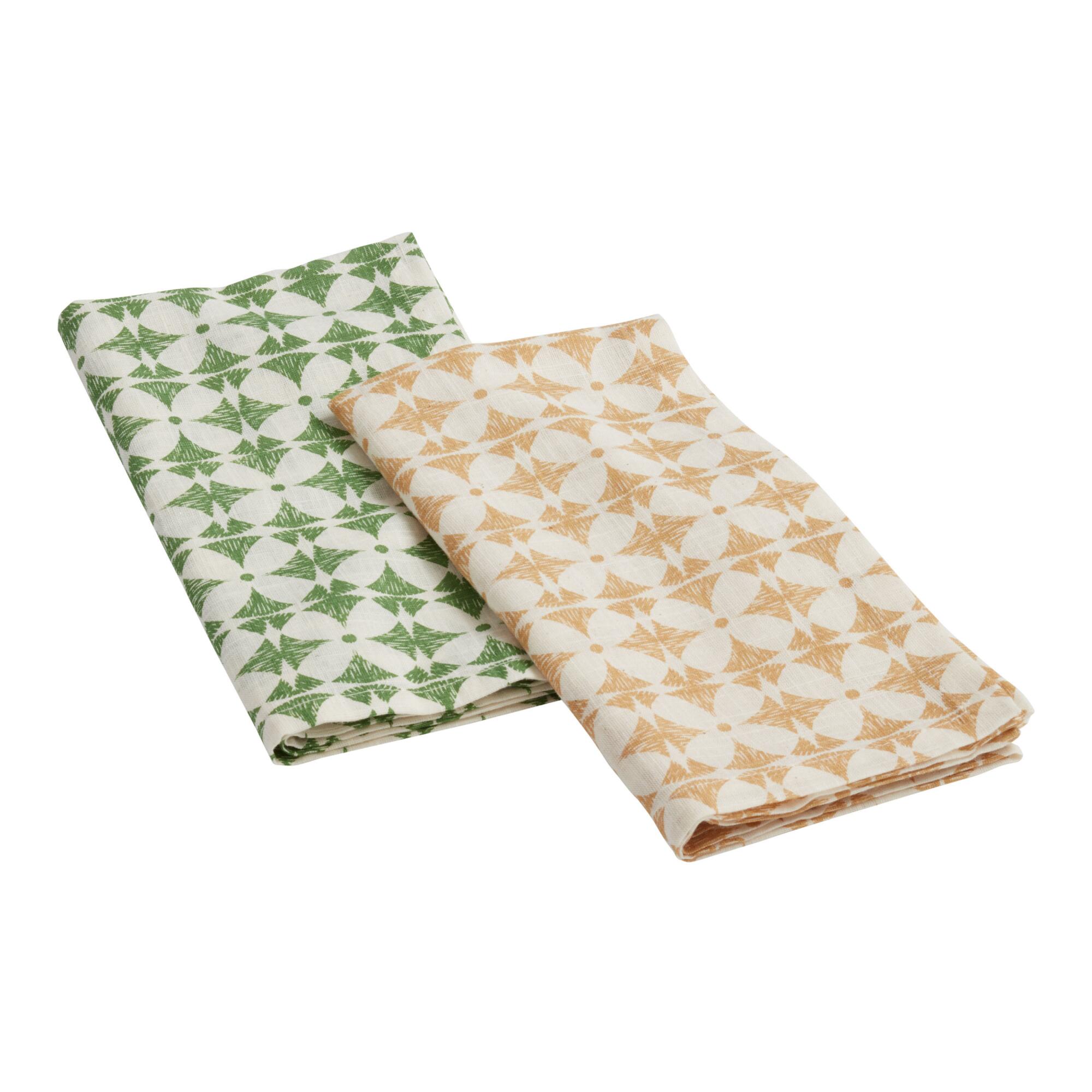 Ivory Abstract Floral Kinship Napkins Set of 4 - Cotton by World Market