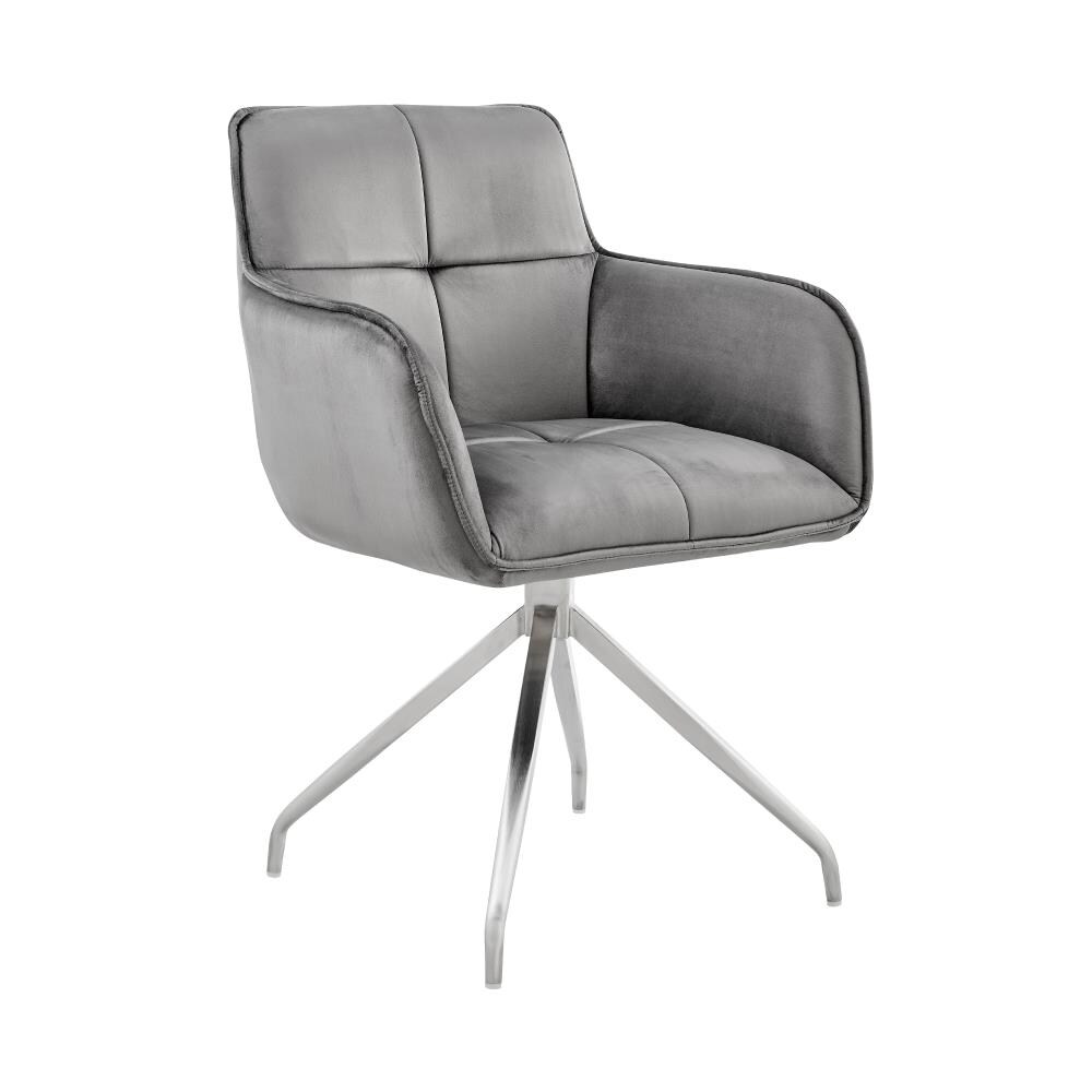 Armen Living Noah Contemporary/Modern Polyester/Polyester Blend Upholstered Dining Arm Chair (Metal Frame) | LCNHCHGRY