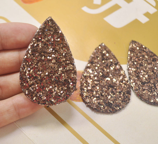 16Pcs Brown Glitter Leather Teardrop Shape, Teardrop Earring Supplies, Faux Die Cut Teardrop, Diy Earring-56x36mm(Vc4301#