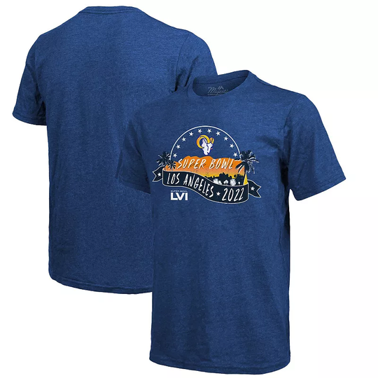 Men's Majestic Threads Royal Los Angeles Rams Super Bowl LVI Bound Hollywood T-Shirt, Size: Large, Blue