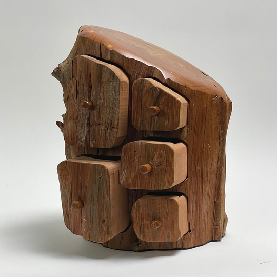 Vintage Folk Art Cedarwood Five Drawer Puzzle Box/Jewelry Box