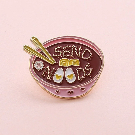 Send Noods, Lamian Noodles Pin, Kawaii Food, Ramen Bowl Enamel Asia Food Backpack Funny Pins, Foodie Hat Pin