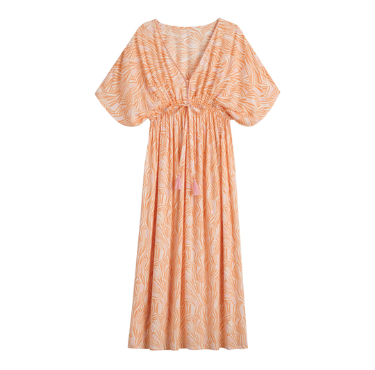 Pink And Orange Samba Wave Mira Kaftan Dress: Multi - Large by World Market
