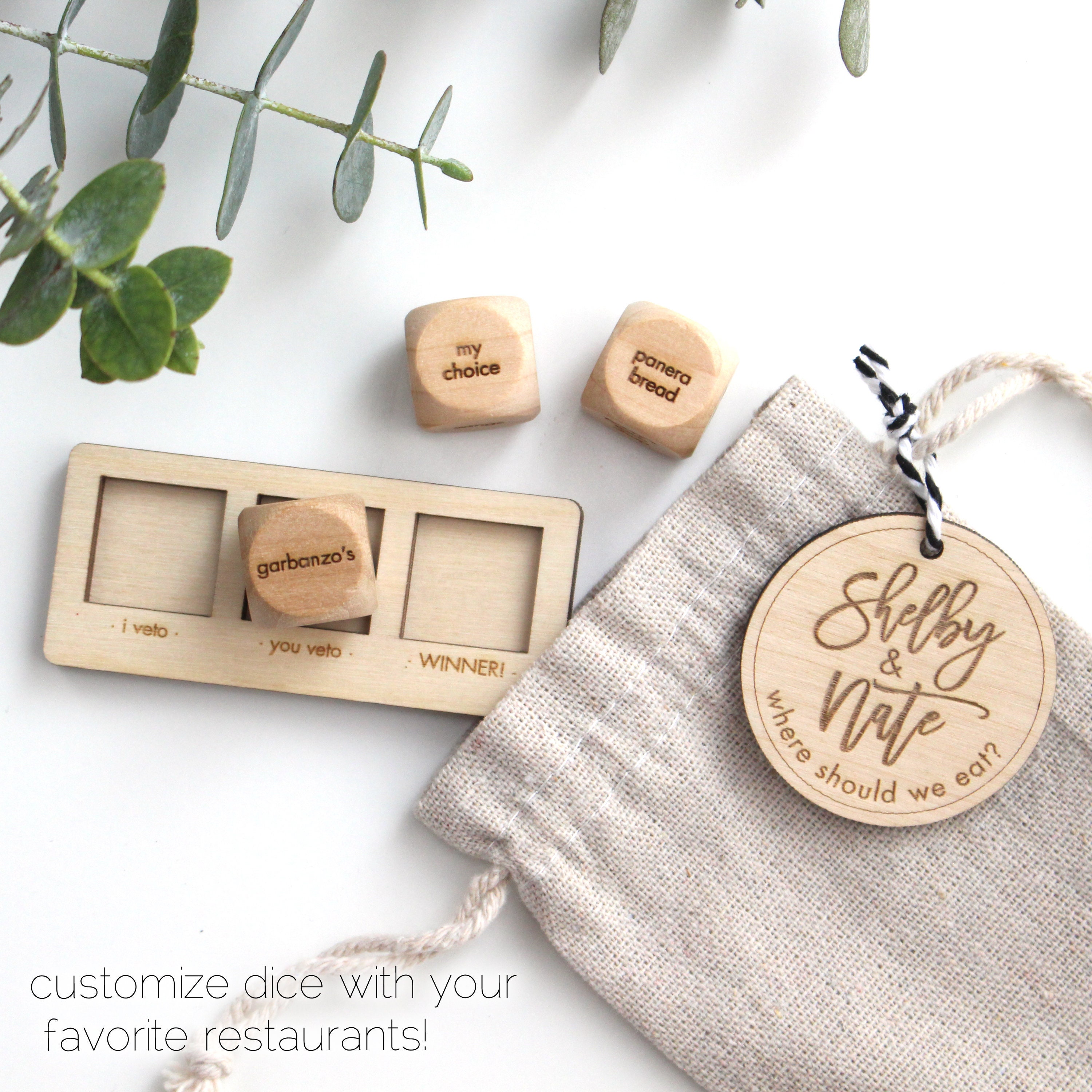Personalized Dinner Dice - 5Th Anniversary Gift Custom Wooden Engraved Gifts For The Couple Engagement Wedding