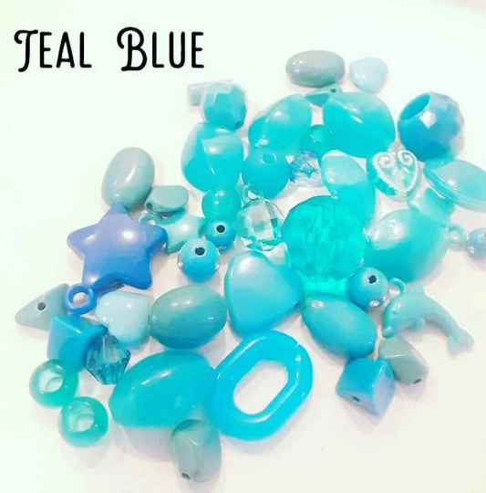 20Gr/Bag Teal Blue Small Mix Beads, Bead Soup Mix, Acrylic Resin Jewelry Making Supplies Keelaubeadz