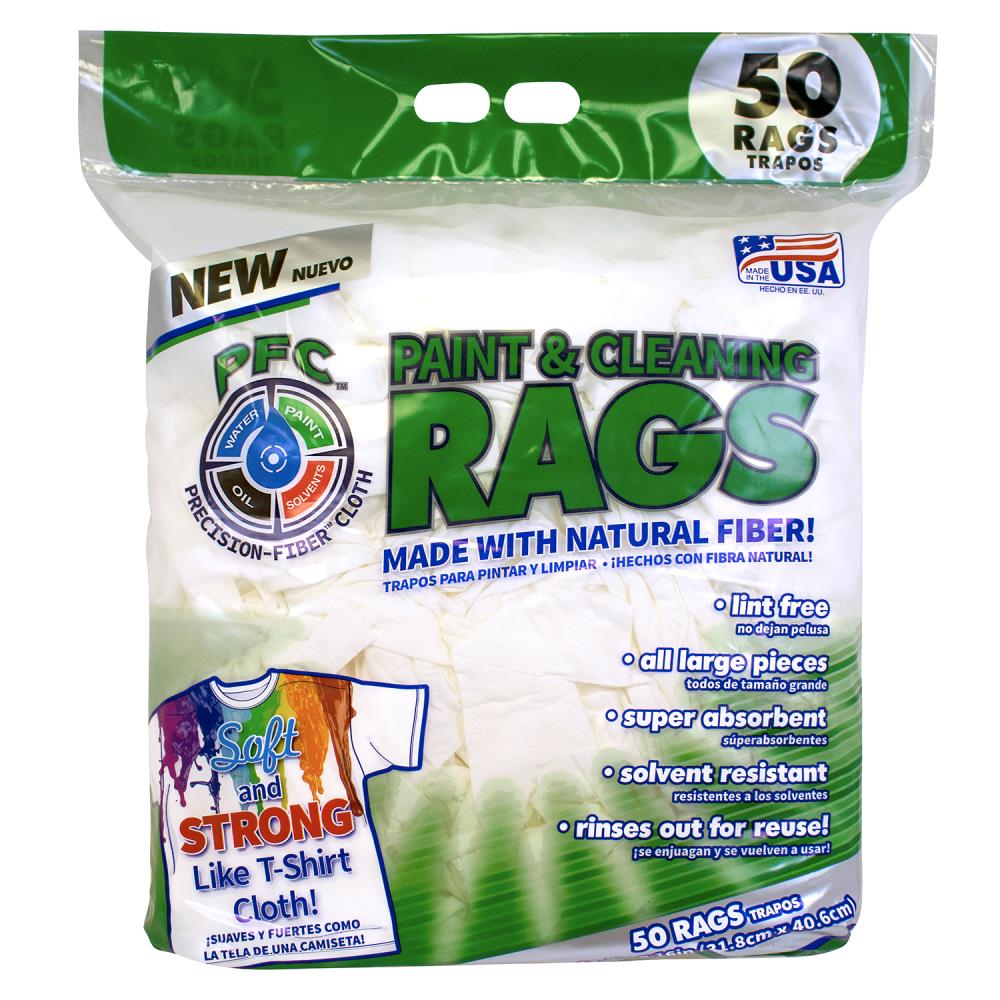 Intex Paint Rags 50-Pack Natural Fiber Blend Cloth in White | PFC-99972-50L