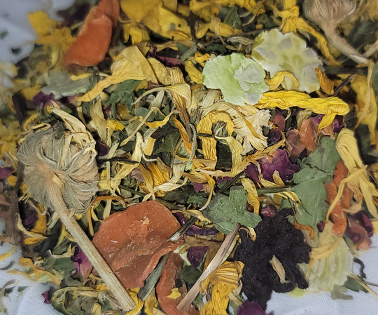 Ray's Summer Forage Blend Hamster Guinea Pig Rabbit Treats Made in The USA Sunflower Dandelion Hibiscus Rose Marigold Carrot Pea Flakes