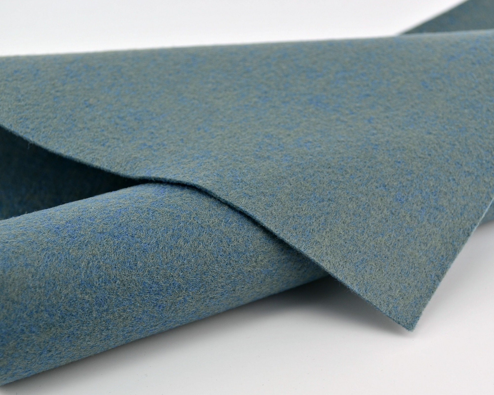 storm Clouds Wool Felt, Merino Blend Heathered Felt Yardage, Fabric, Blue Grey Fabric