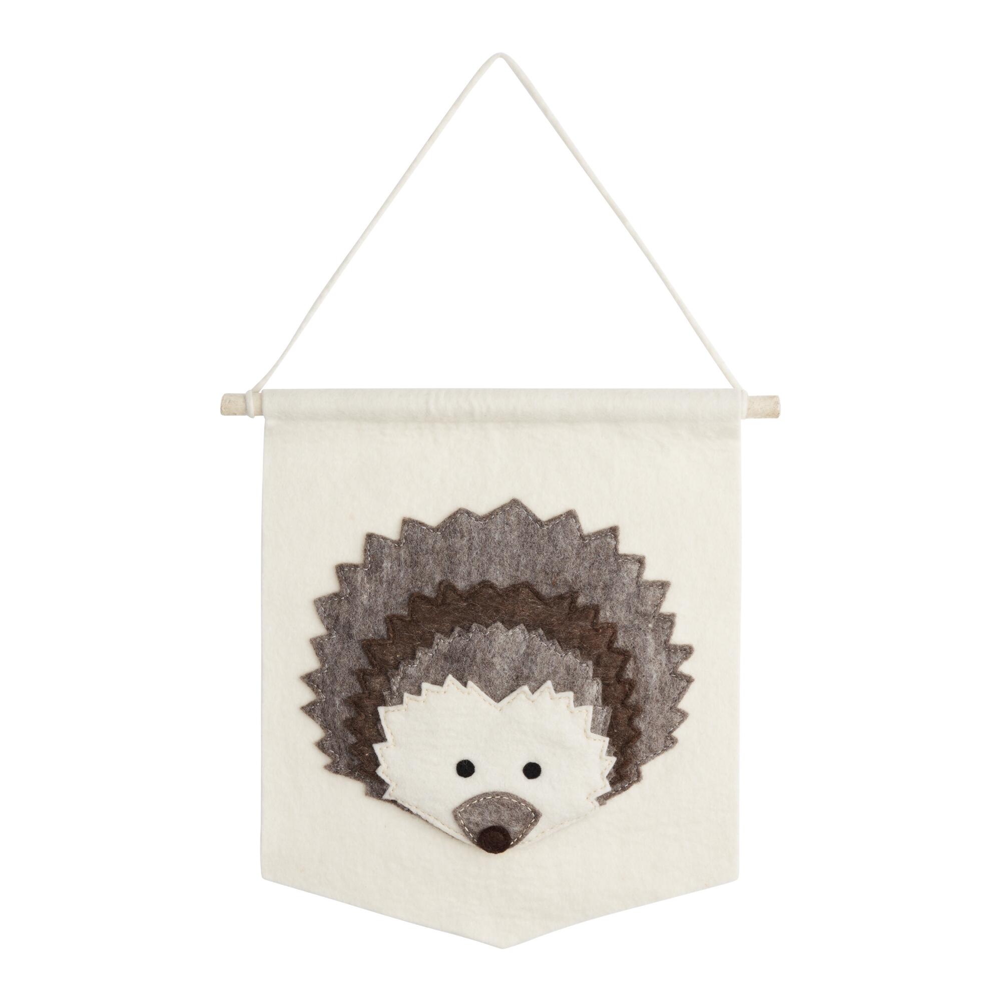 Gray And White Hedgehog Felt Wall Hanging: Brown by World Market