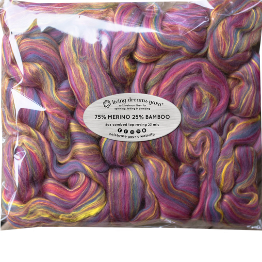 Merino Bamboo Blend Wool Spinning Fiber, Soft Combed Top Roving For Hand Spinning, Drop Spindle, Needle Wet Nuno Felting. Golden Dawn