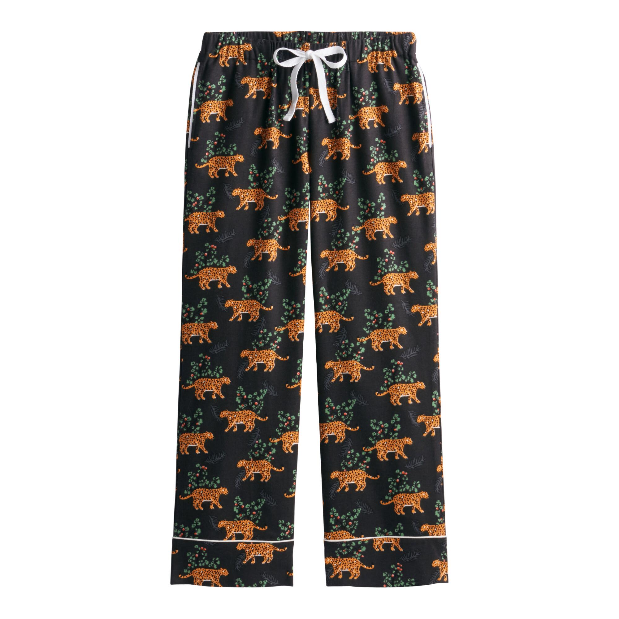 Black Washed Holiday Jaguar Pajama Collection: Blue/Orange - Cotton by World Market