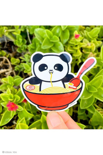 Panda Ramen Red Bowl Sticker - Vinyl Sticker, Laptop Weatherproof Cute
