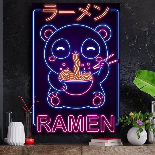 Plexi Glass Wall Art -By V1Tech -Artist Donnie -Neon Ramen Panda