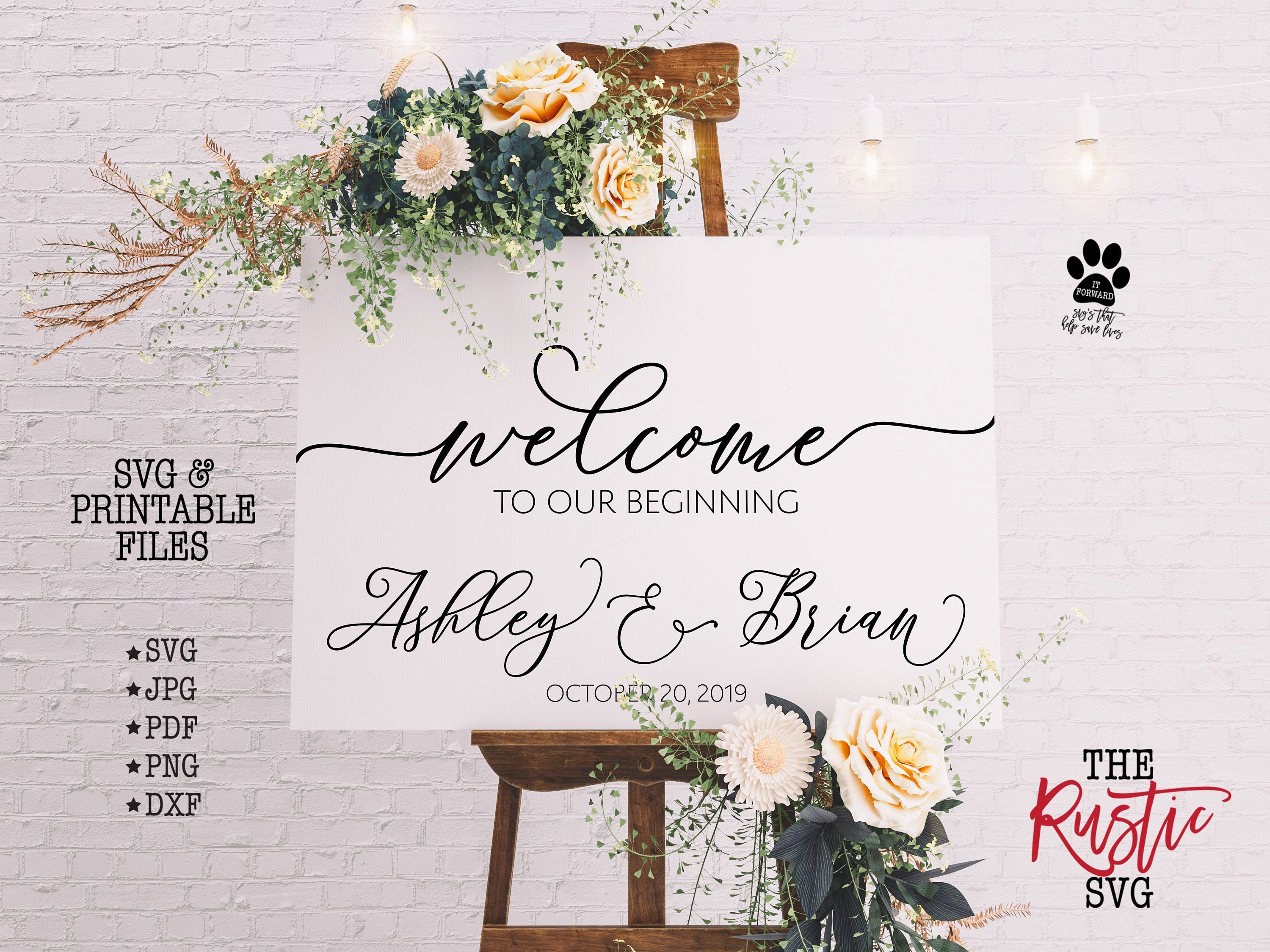 Printable Wedding Welcome Sign, To Our Beginning, Personalized Svg, Jpg, 003